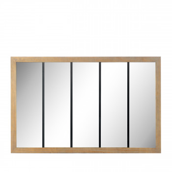 Oppy - Miroir verrière en métal et bois 140x90 cm - Bois clair