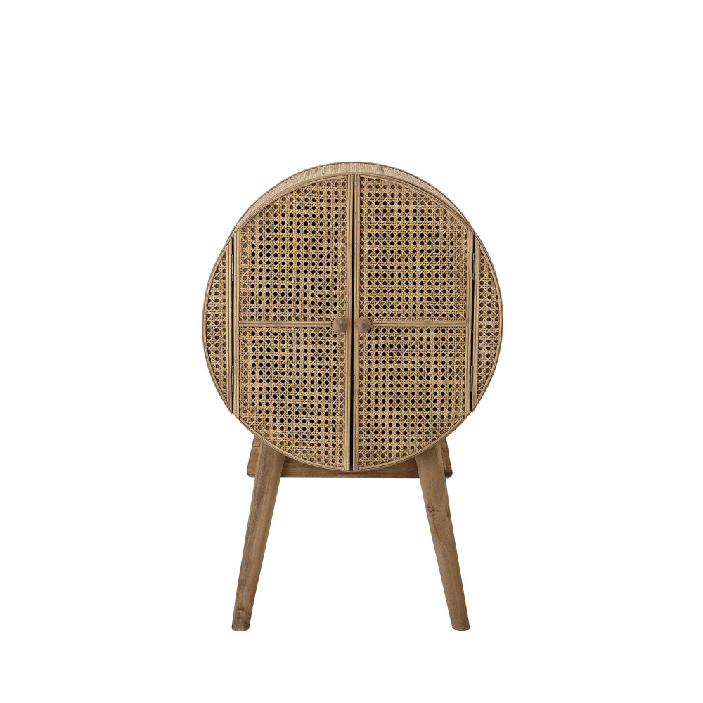 Otto - Meuble de rangement rond en bois et cannage - Couleur - Naturel