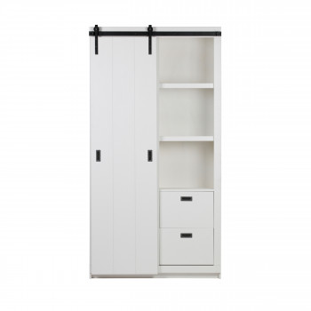 Armoire design bois porte coulissante Barn - Blanc