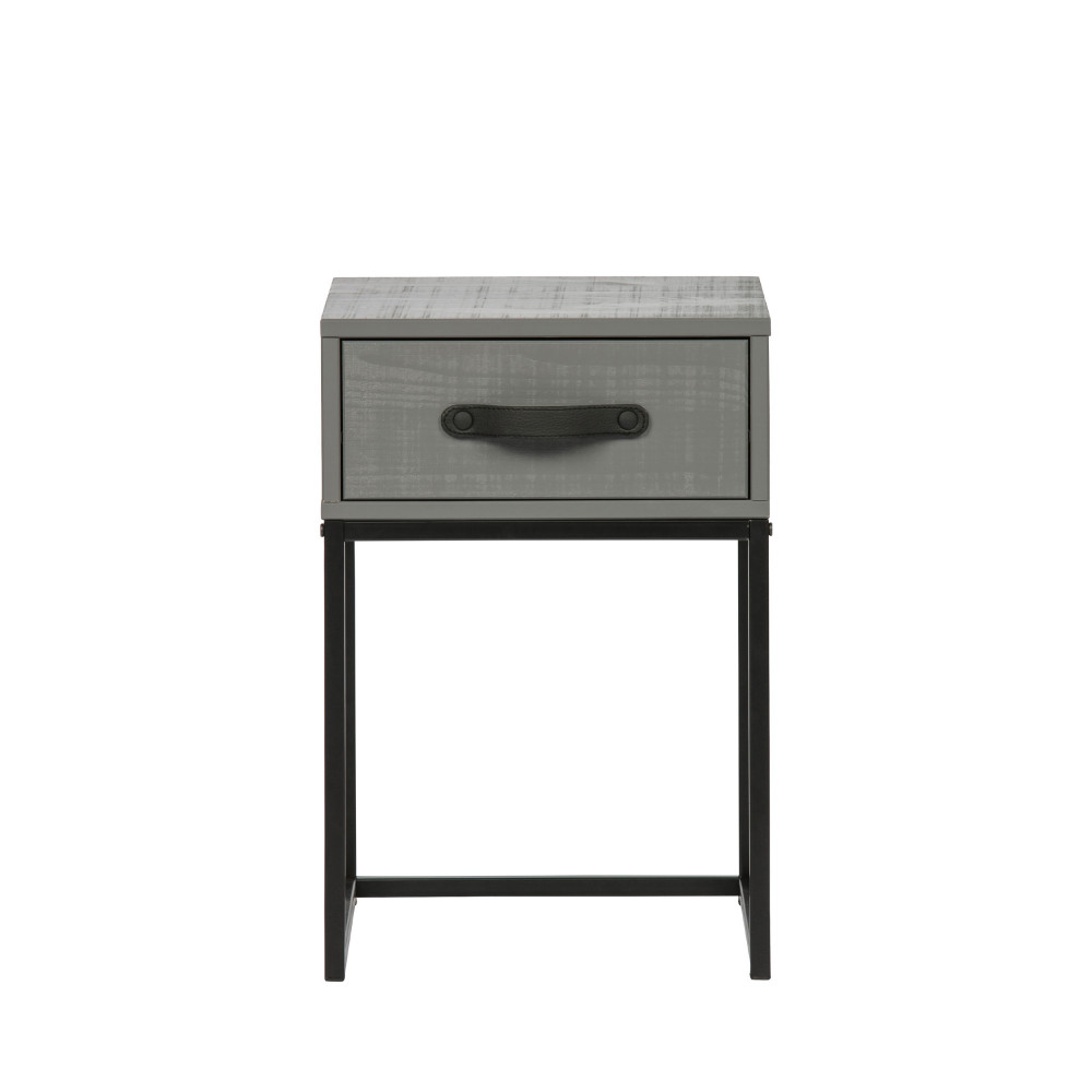 Morris - Table de nuit en pin massif - Couleur - Gris