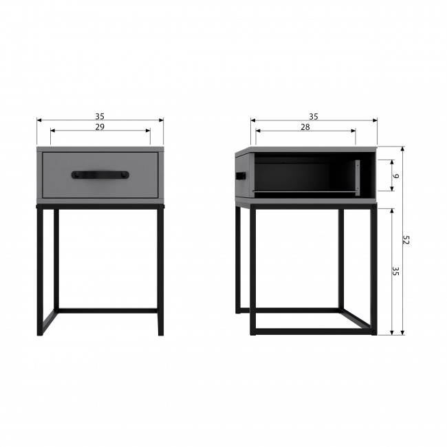 Morris - Table de nuit en pin massif