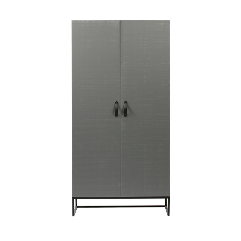 Morris - Armoire 2 portes en pin massif - Couleur - Gris