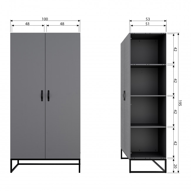 Morris - Armoire 2 portes en pin massif