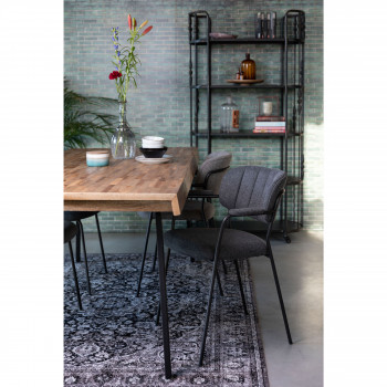 Jolien - 2 chaises avec accoudoirs et pieds noirs