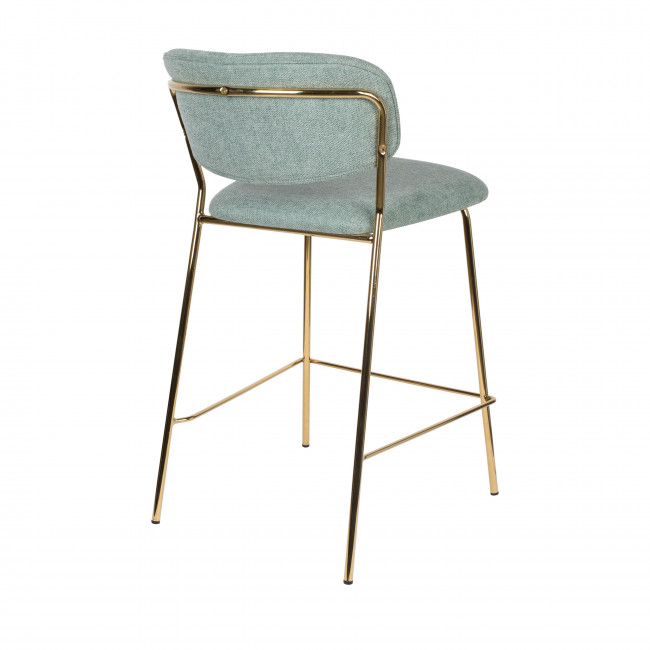 Jolien - 2 tabourets de bar en tissu avec pieds dorés