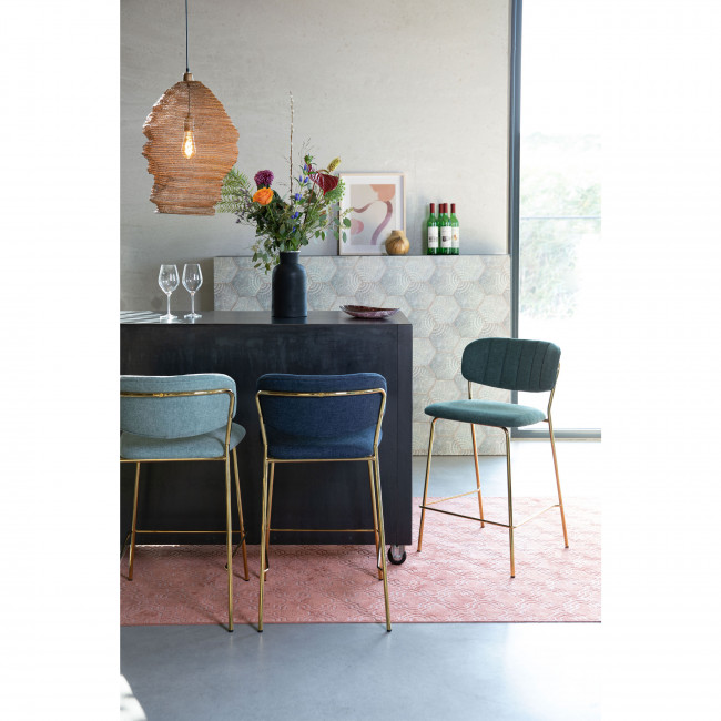 Jolien - 2 tabourets de bar en tissu avec pieds dorés