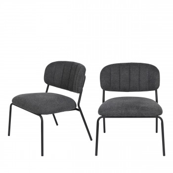 Jolien - 2 chaises en tissu pieds noirs
