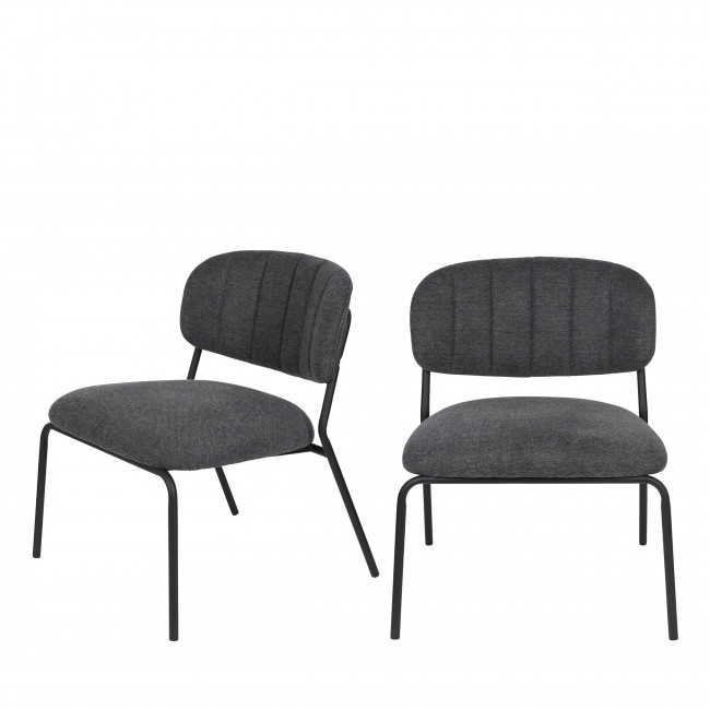Jolien - 2 chaises en tissu pieds noirs