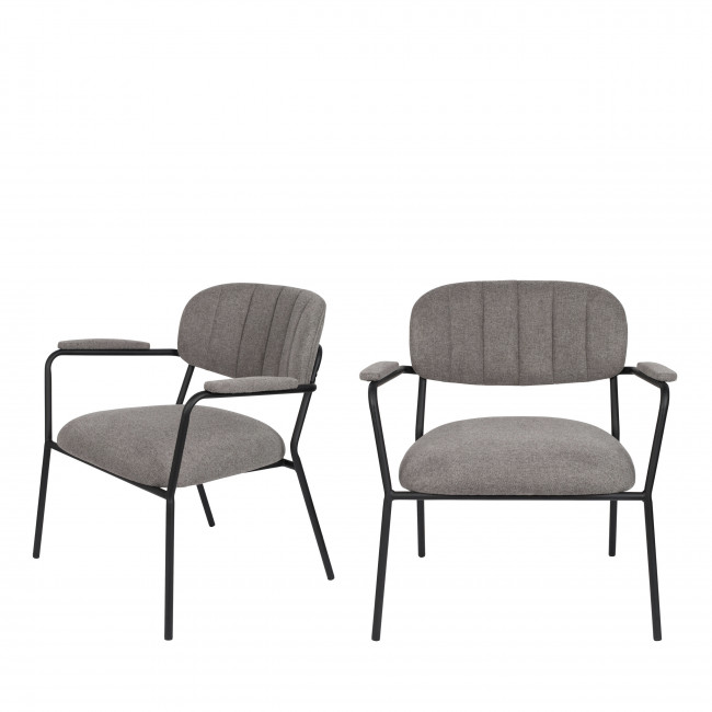 Jolien - 2 fauteuils de table pieds noirs