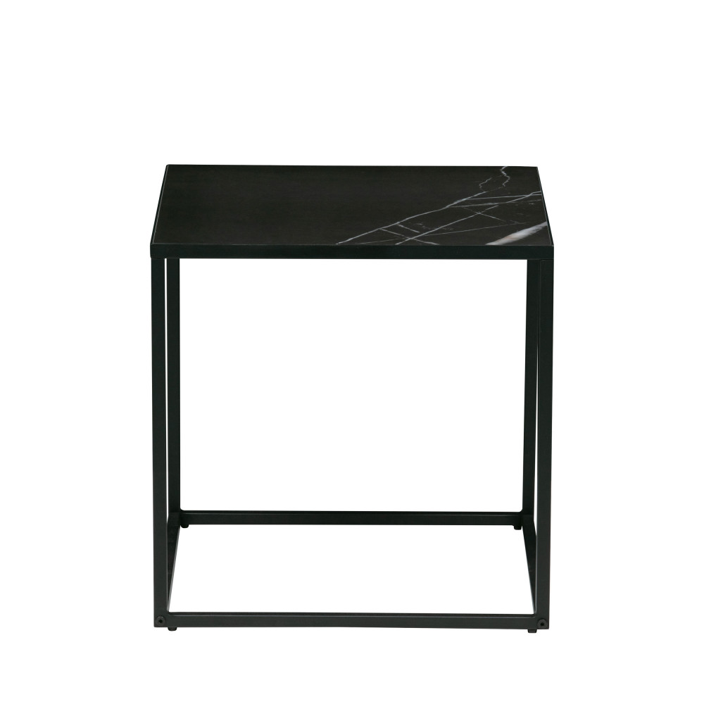 Side - Table basse en porcelaine et métal 45x45cm - Couleur - Noir