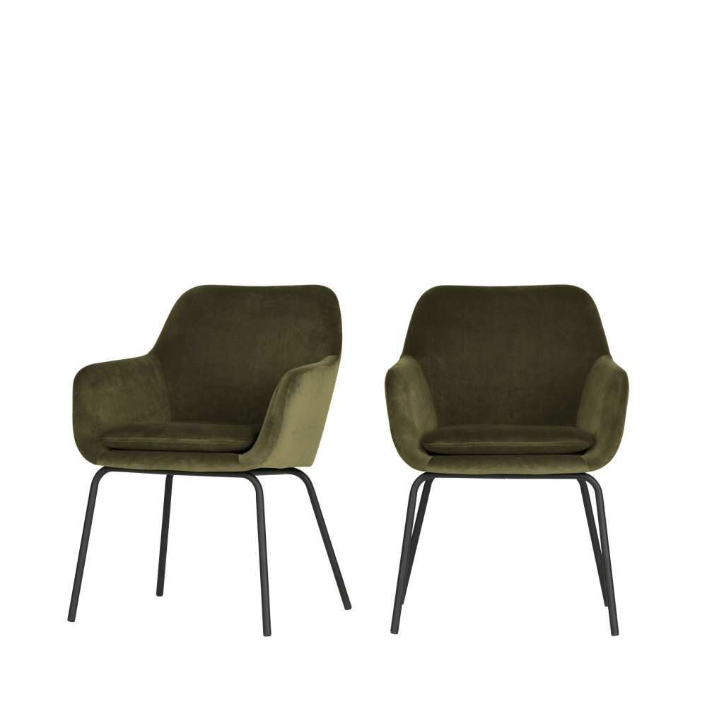 Mood - 2 fauteuils de table en velours - Couleur - Vert