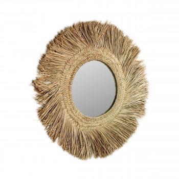 Apila - Miroir rond en fibres naturelles Ø72cm