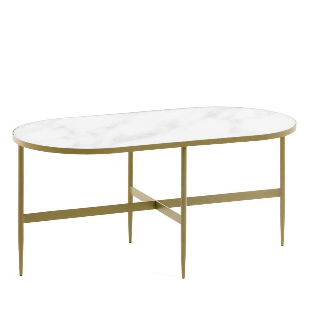 Bergondo - Table d'appoint ovale 100x50cm - Couleur - Blanc