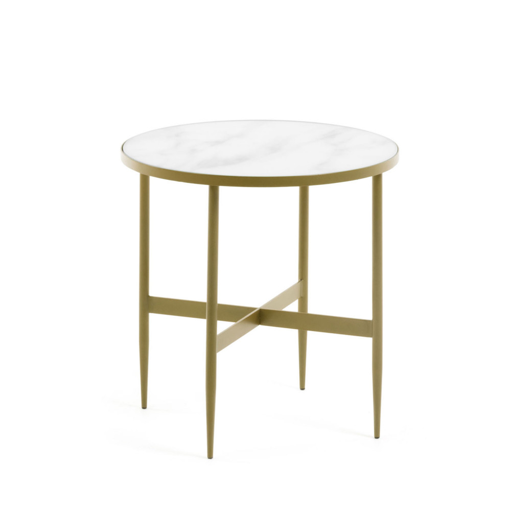 Bergondo - Table d'appoint ronde Ø50cm - Couleur - Blanc