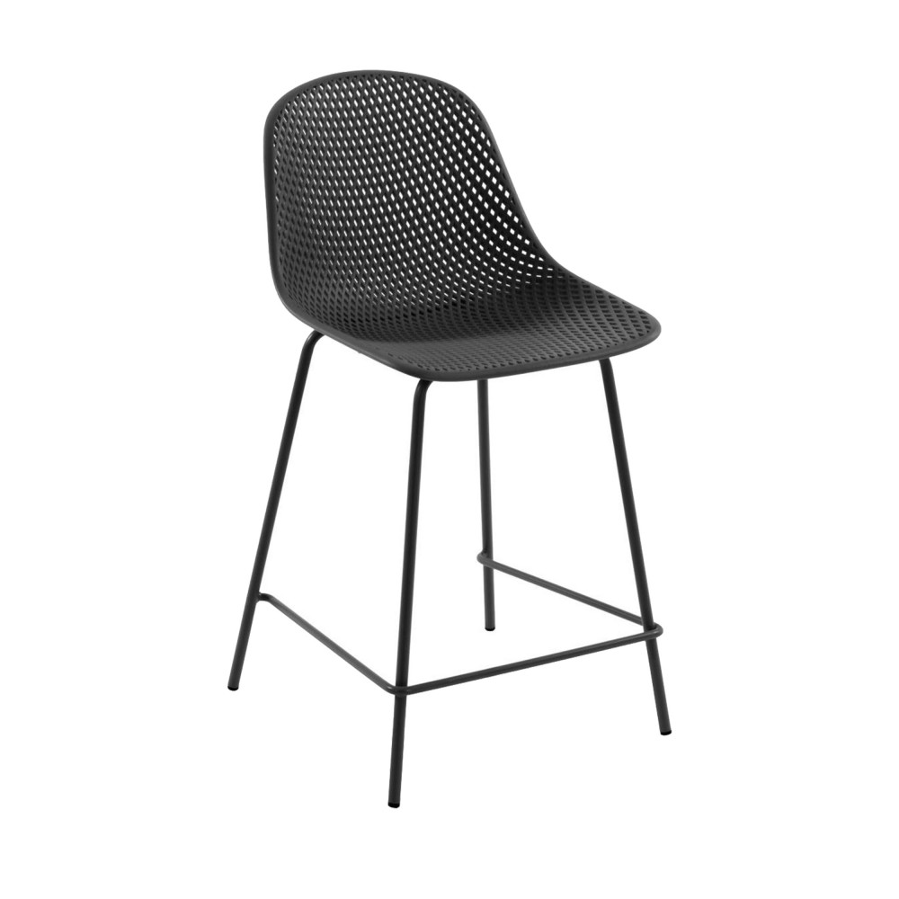 miodelo - lot de 4 tabourets de bar en métal et plastique 65cm - couleur - gris foncé