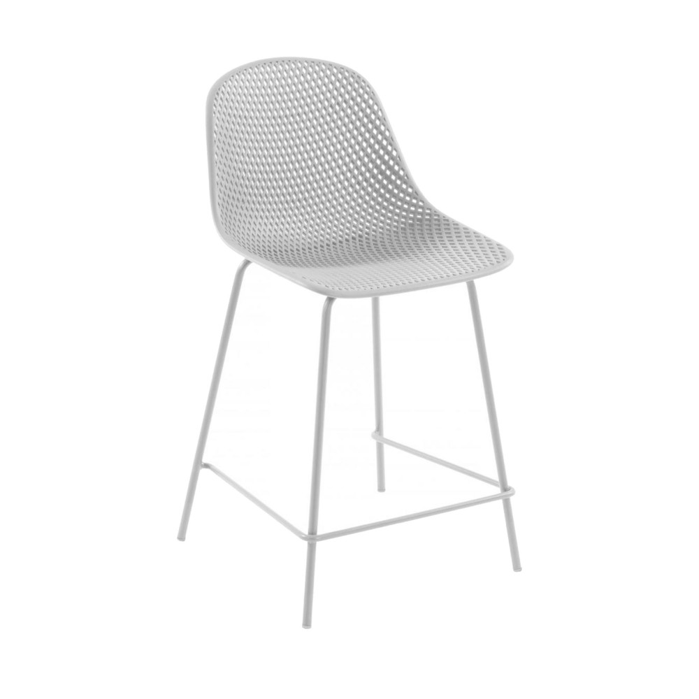 miodelo - lot de 4 tabourets de bar en métal et plastique 65cm - couleur - blanc