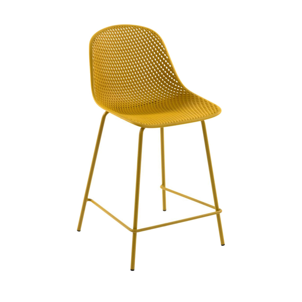 miodelo - lot de 4 tabourets de bar en métal et plastique 65cm - couleur - jaune