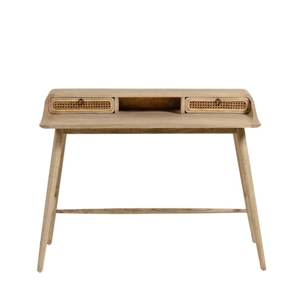 jarabacoa - bureau en bois et cannage 110x60cm - couleur - naturel