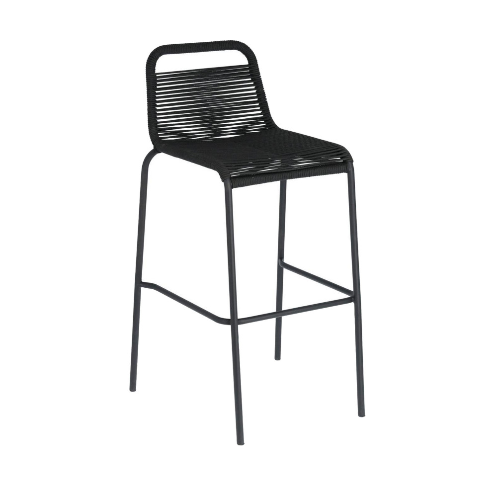 cacocum - lot de 4 tabourets de bar en métal et corde 74cm - couleur - noir