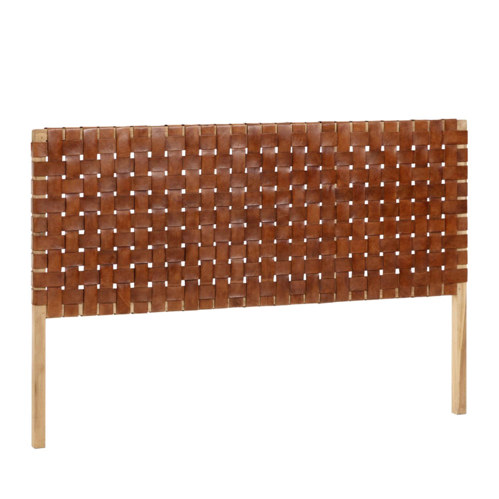 Campechuela - Tête de lit en bois et cuir 153cm - Couleur - Marron