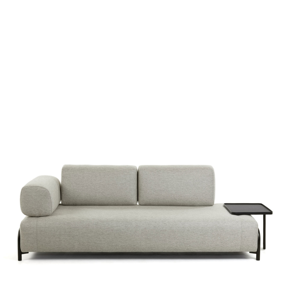 Compo - Canapé 3 places en tissu avec bout de canapé - Couleur - Beige