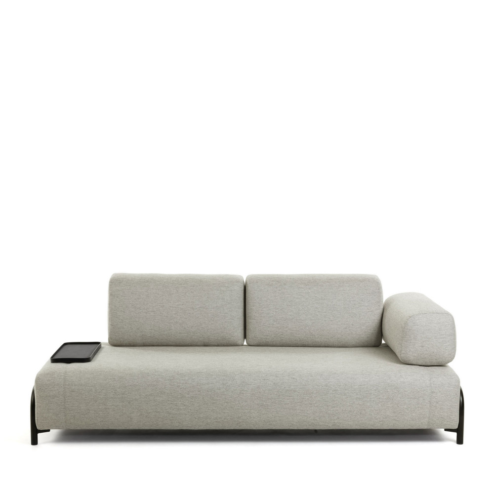 Compo - Canapé 3 places en tissu avec plateau - Couleur - Beige