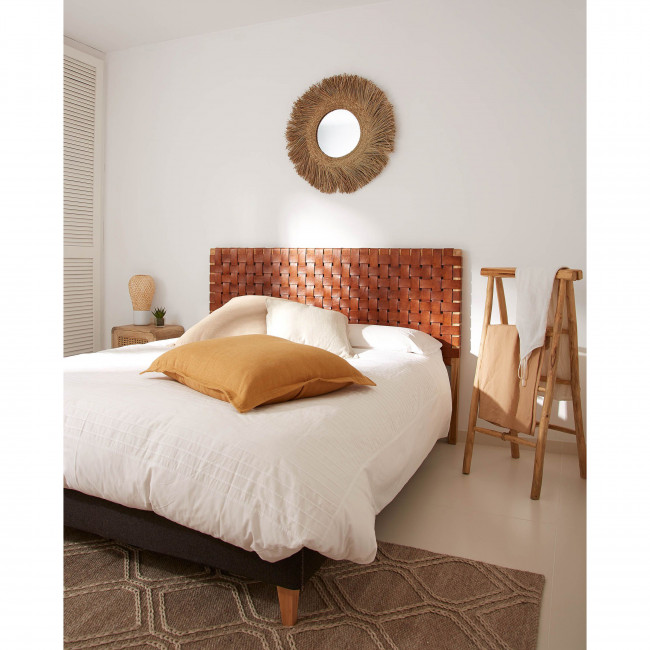 Apila - Miroir rond en fibres naturelles Ø72cm