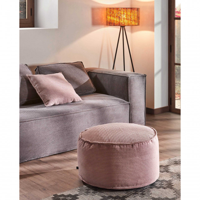 Abadin - Pouf rond en velours côtelé Ø60cm