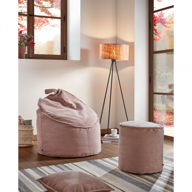 Abadin - Pouf rond en velours côtelé Ø40cm