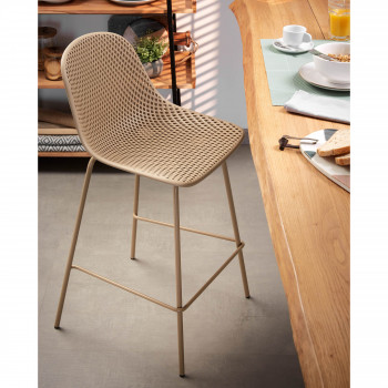 Miodelo - 4 tabourets de bar en métal et plastique 65 cm