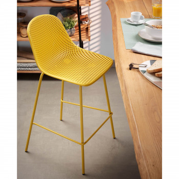 Miodelo - 4 tabourets de bar en métal et plastique 65 cm