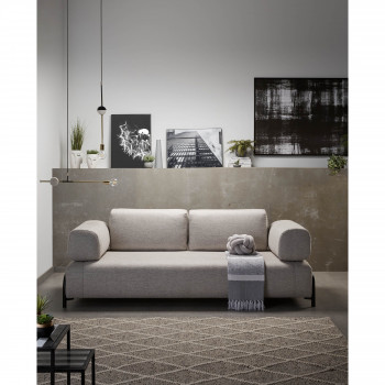 Duabo - Canapé 3 places en tissu avec plateau