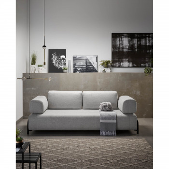 Duabo - Canapé 3 places en tissu avec plateau