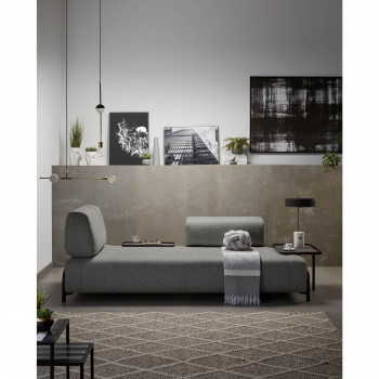 Duabo - Canapé 3 places en tissu avec plateau