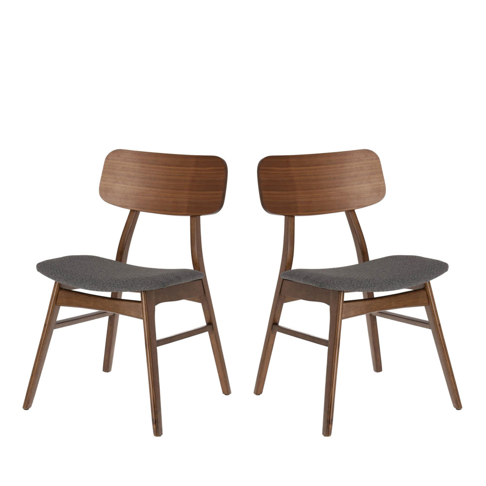 Corocito - Lot de 2 chaises en bois et tissu - Couleur - Gris foncé