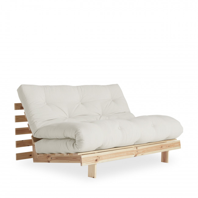 Roots - Canapé convertible 140x200cm en bois naturel et tissu