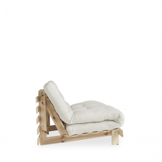 Roots - Canapé convertible 140x200cm en bois naturel et tissu