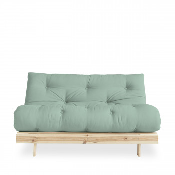 Roots - Canapé convertible en bois naturel et tissu