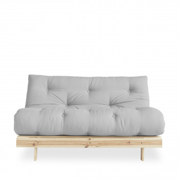 Roots - Canapé convertible en bois naturel et tissu