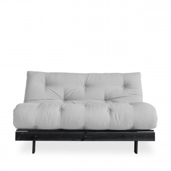 Roots - Canapé convertible en bois noir et tissu