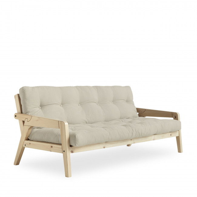 Grab - Canapé convertible en bois naturel et tissu