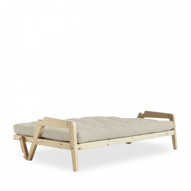 Grab - Canapé convertible en bois naturel et tissu