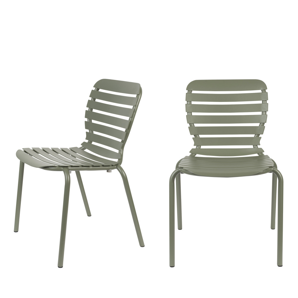 Vondel - Lot de 2 chaises de jardin en métal - Couleur - Vert de gris