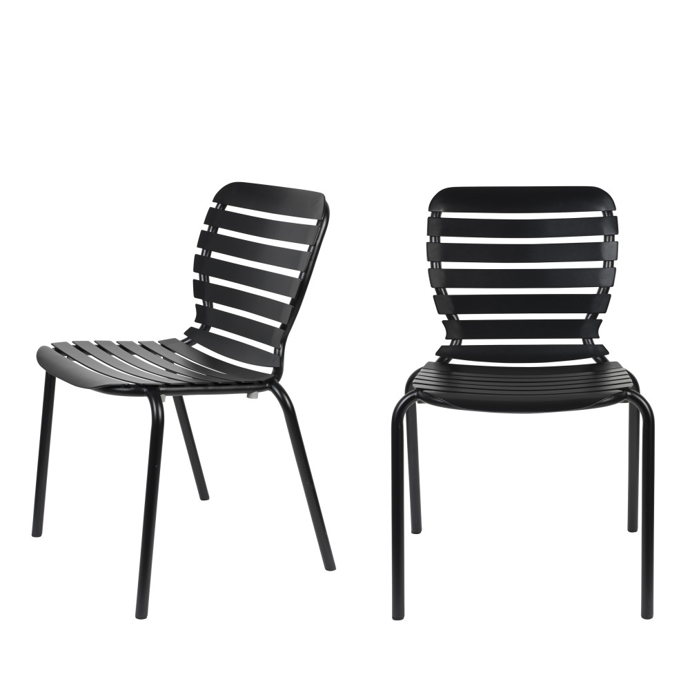 Vondel - Lot de 2 chaises de jardin en métal - Couleur - Noir