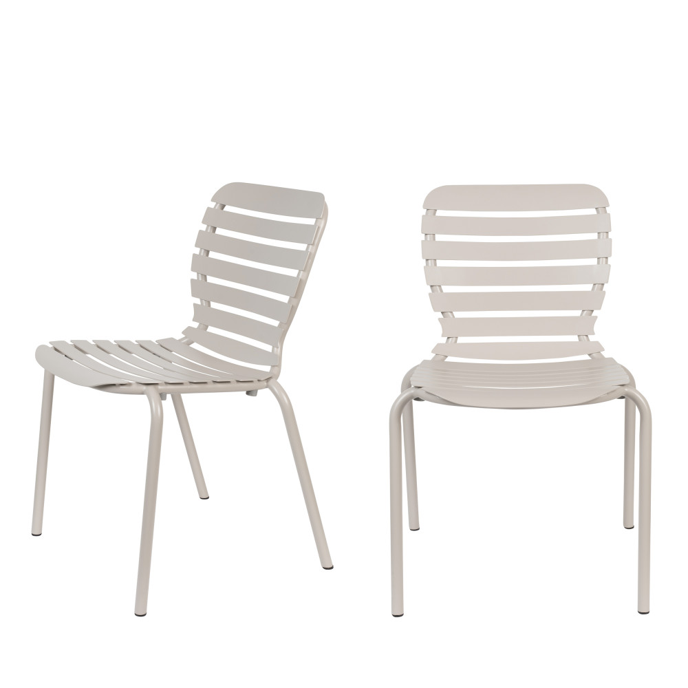 Vondel - Lot de 2 chaises de jardin en métal - Couleur - Beige