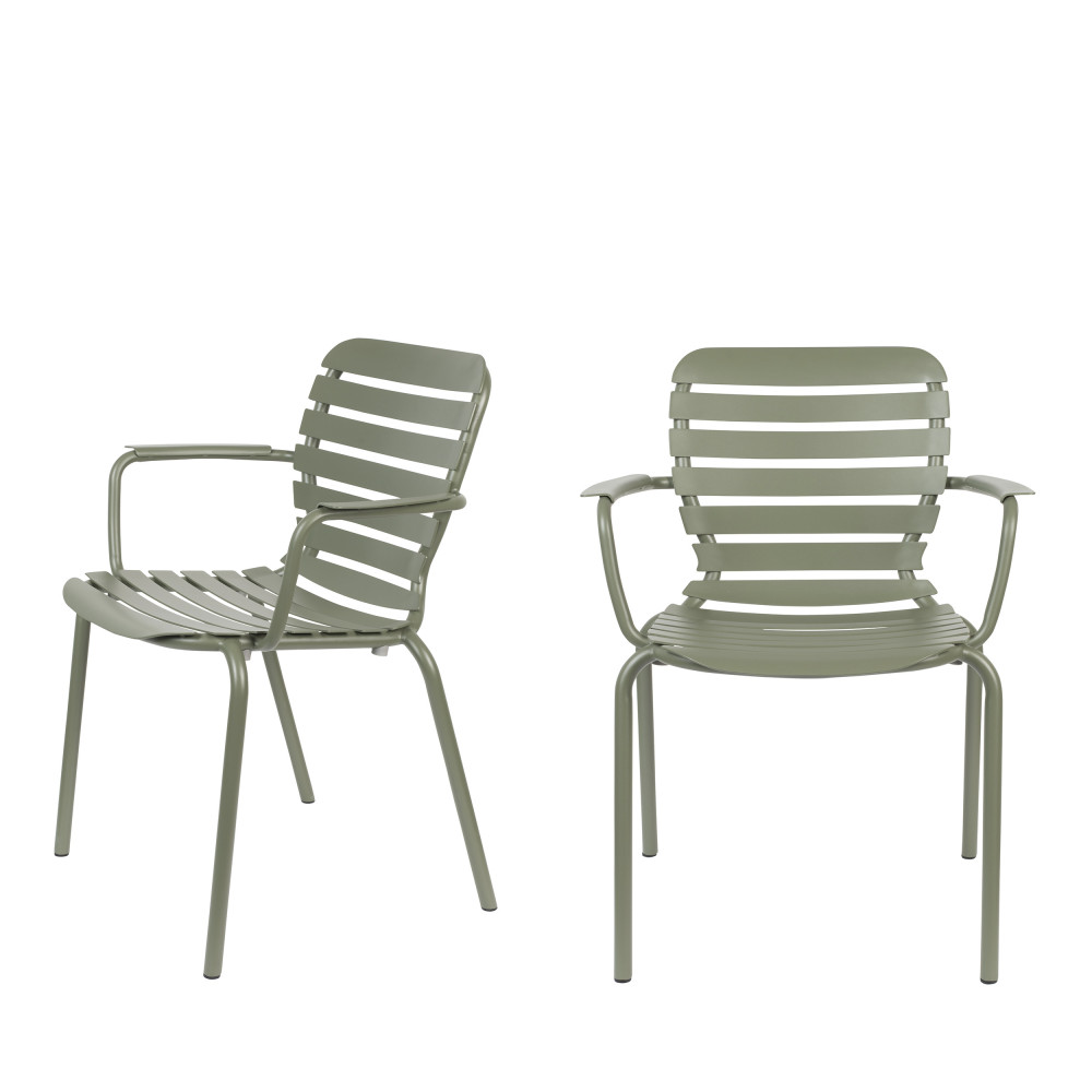 Vondel - Lot de 2 fauteuils de jardin en métal - Couleur - Vert de gris