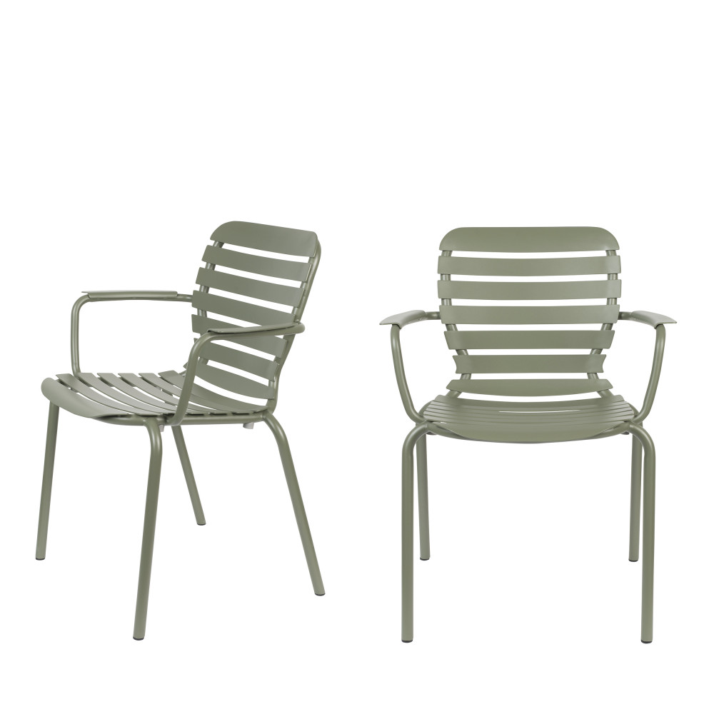 vondel - lot de 2 fauteuils de jardin en métal - couleur - vert de gris