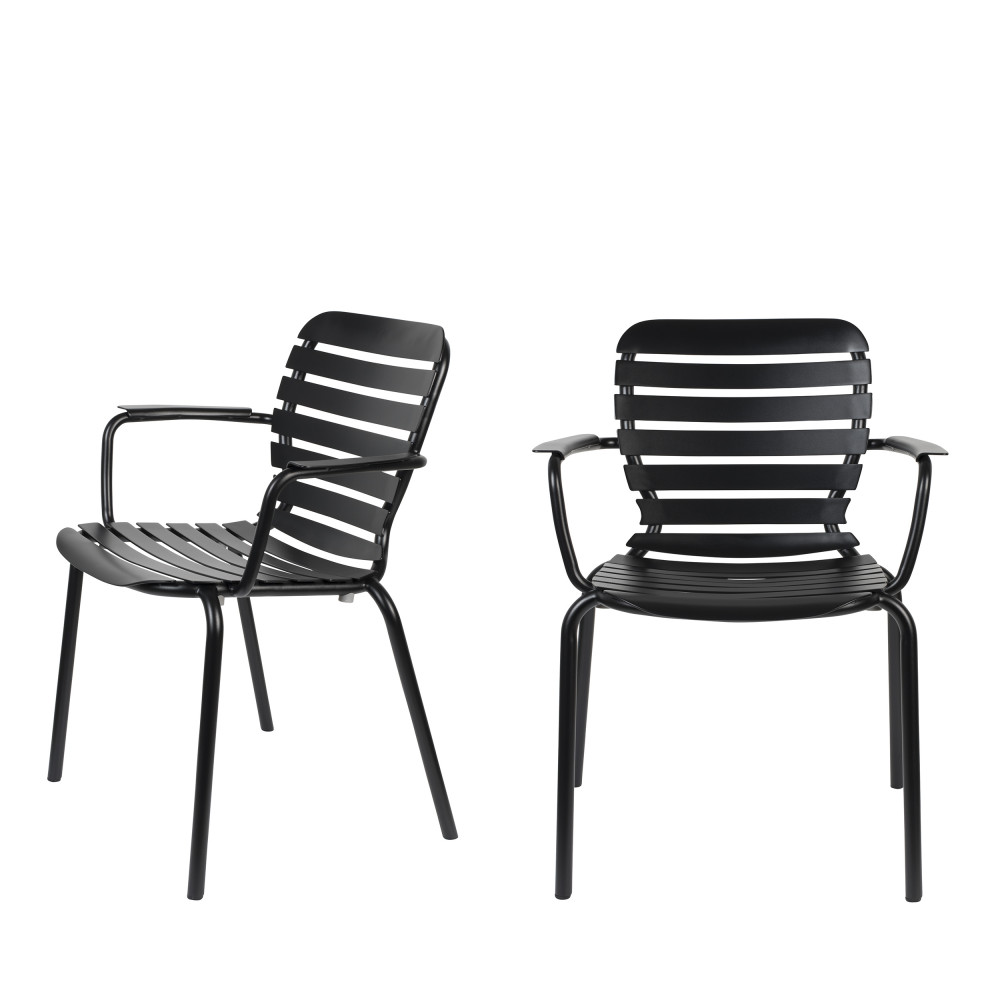 Vondel - Lot de 2 fauteuils de jardin en métal - Couleur - Noir