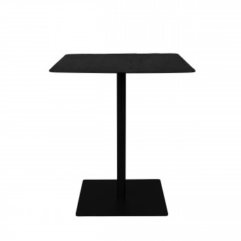 Braza - Table de bar carrée en métal et bois 70x70cm