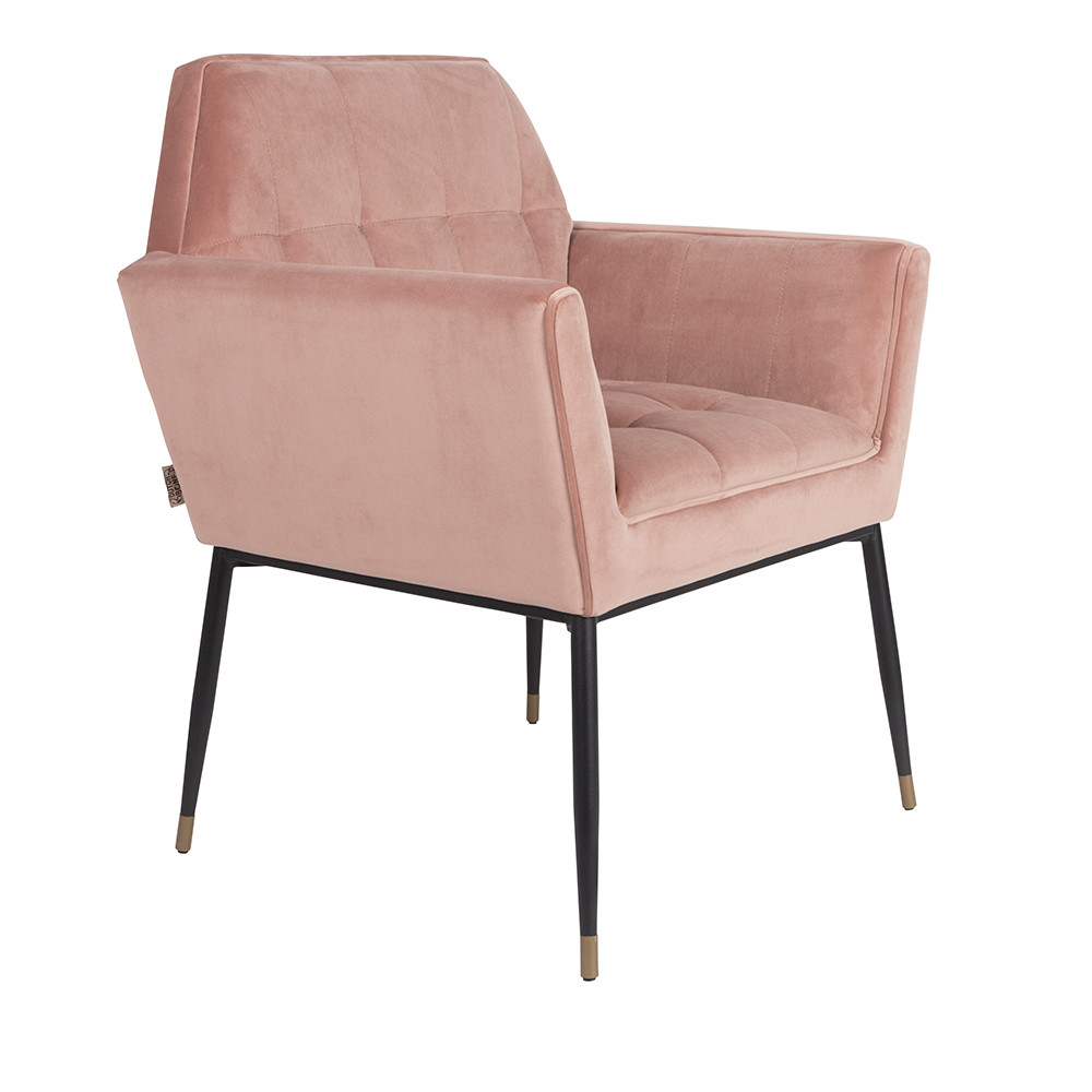 Kate - Fauteuil de table en velours - Couleur - Vieux rose